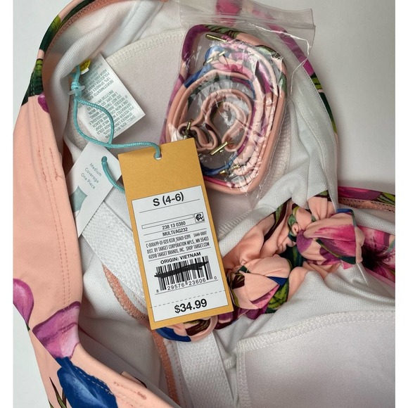 Kona Sol Pink Floral Strapless Swimsuit NWT Size Small - Picture 3 of 3